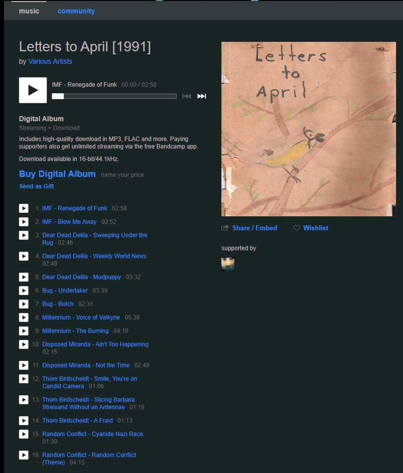 Letters to April Bandcamp artwork